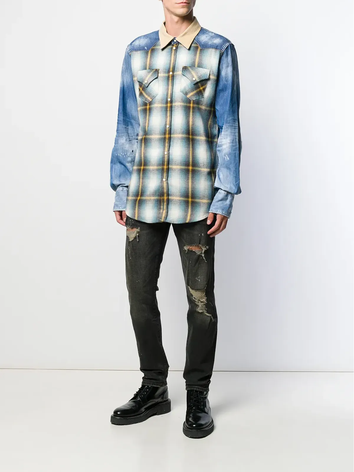 DSQUARED2 パッチワークボタンシャツ - ブルー - 画像2