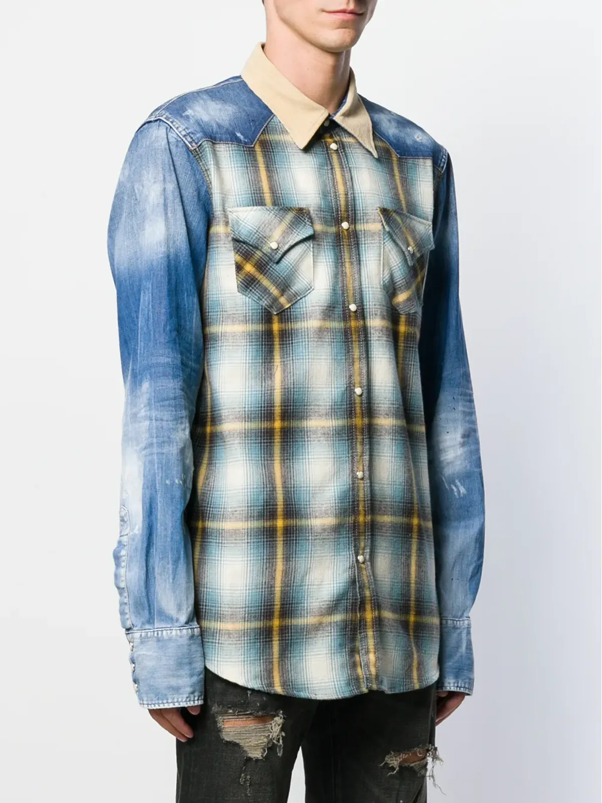 DSQUARED2 パッチワークボタンシャツ - ブルー - 画像3