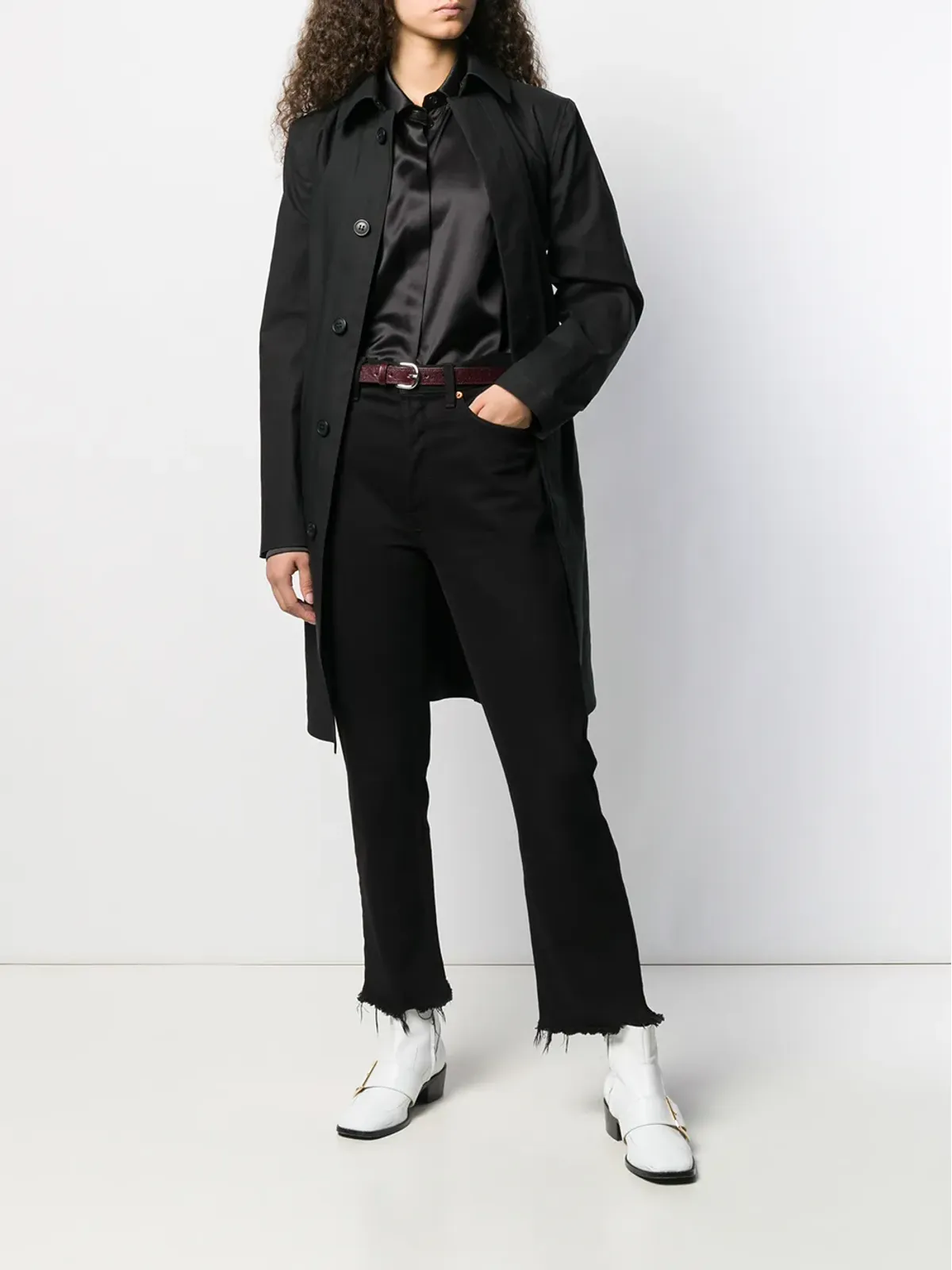Saint Laurent ベルト付きカーコート - ブラック - 画像2