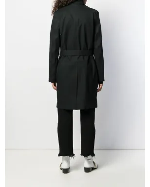 Saint Laurent ベルト付きカーコート - ブラック - サムネイル4
