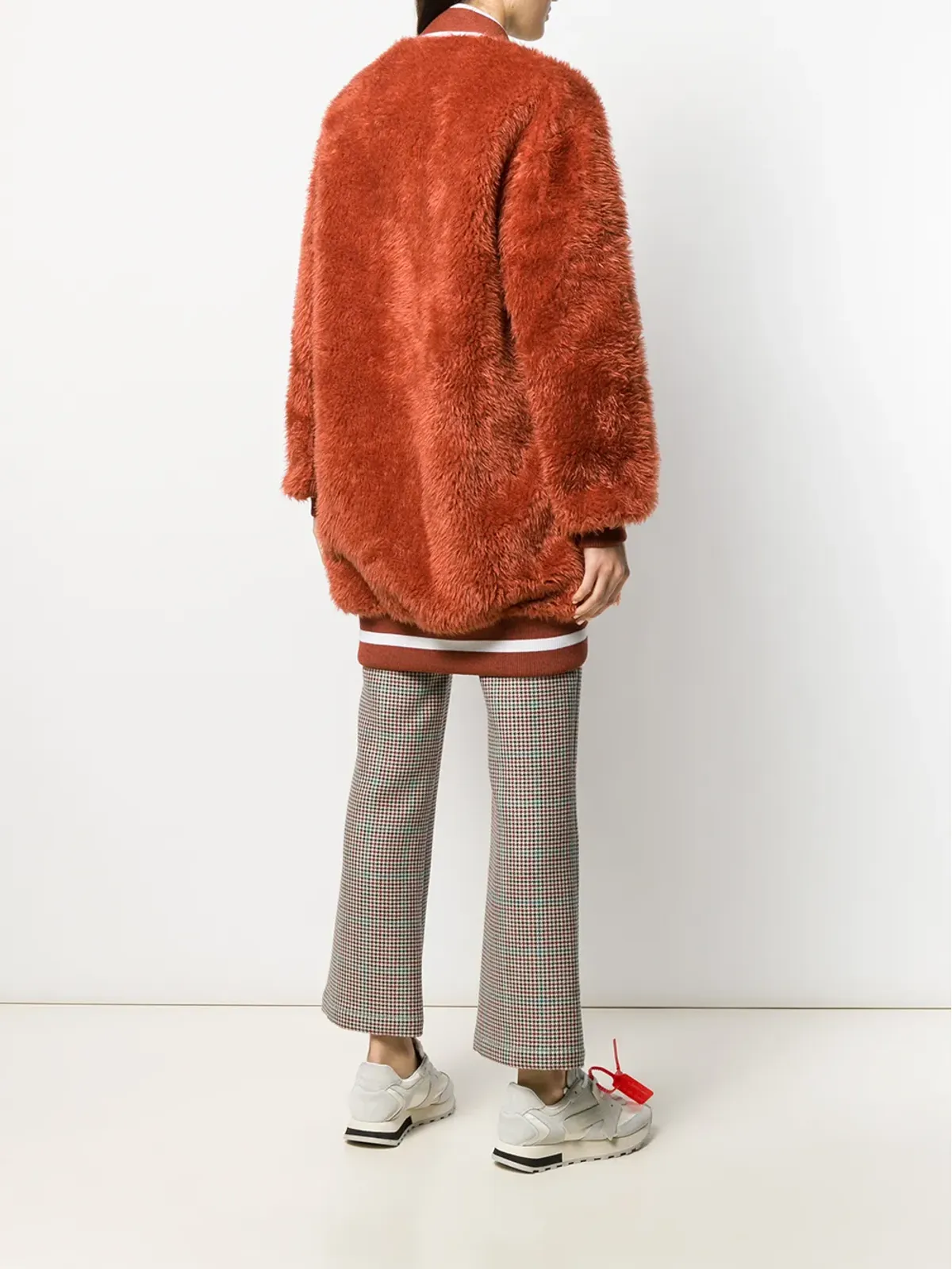 Off-White embroidered logo furry varsity cardigan - Orange - 画像4