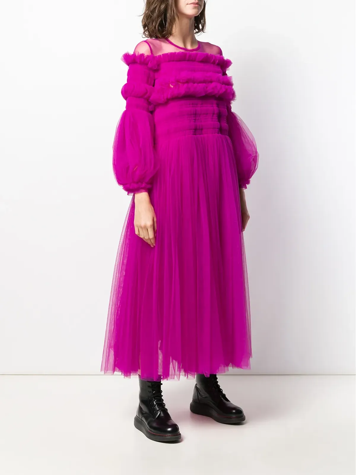 Molly Goddard チュールフリル付きミディドレス - 画像3