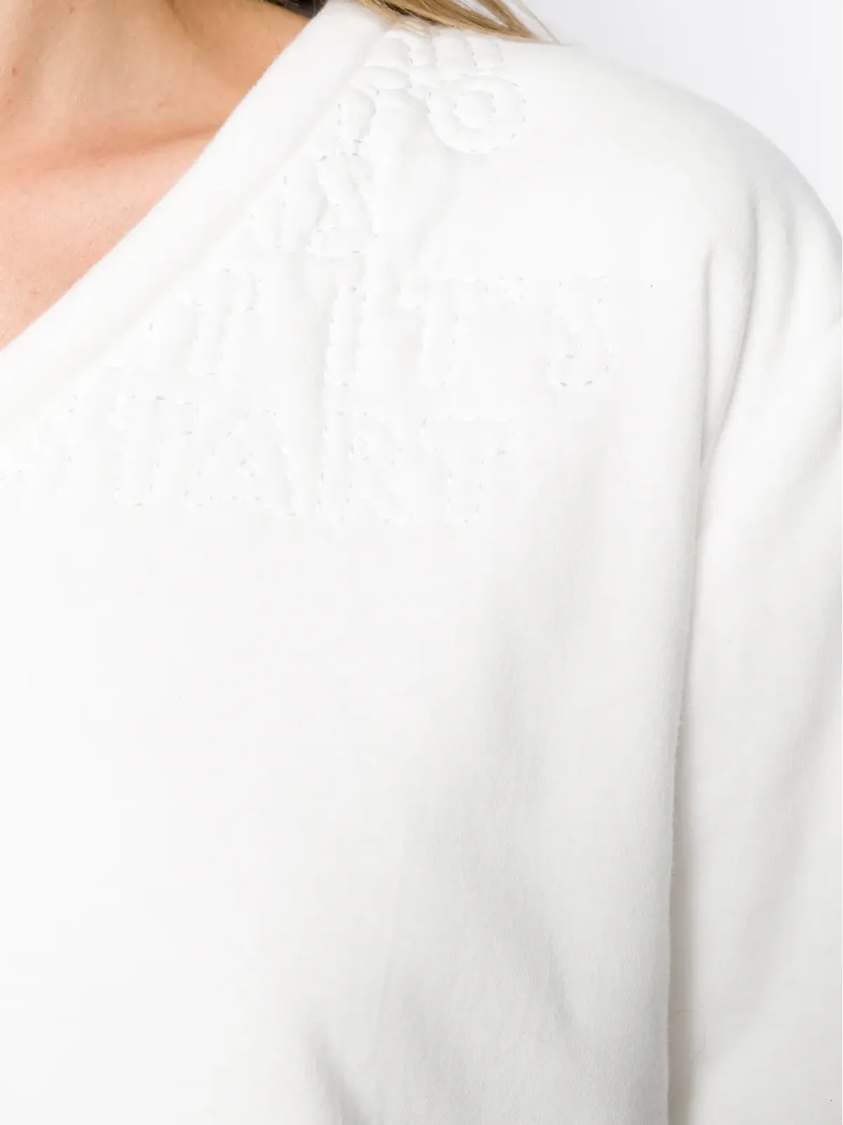 MM6 Maison Margiela padded V-neck T-shirt - White - 画像5