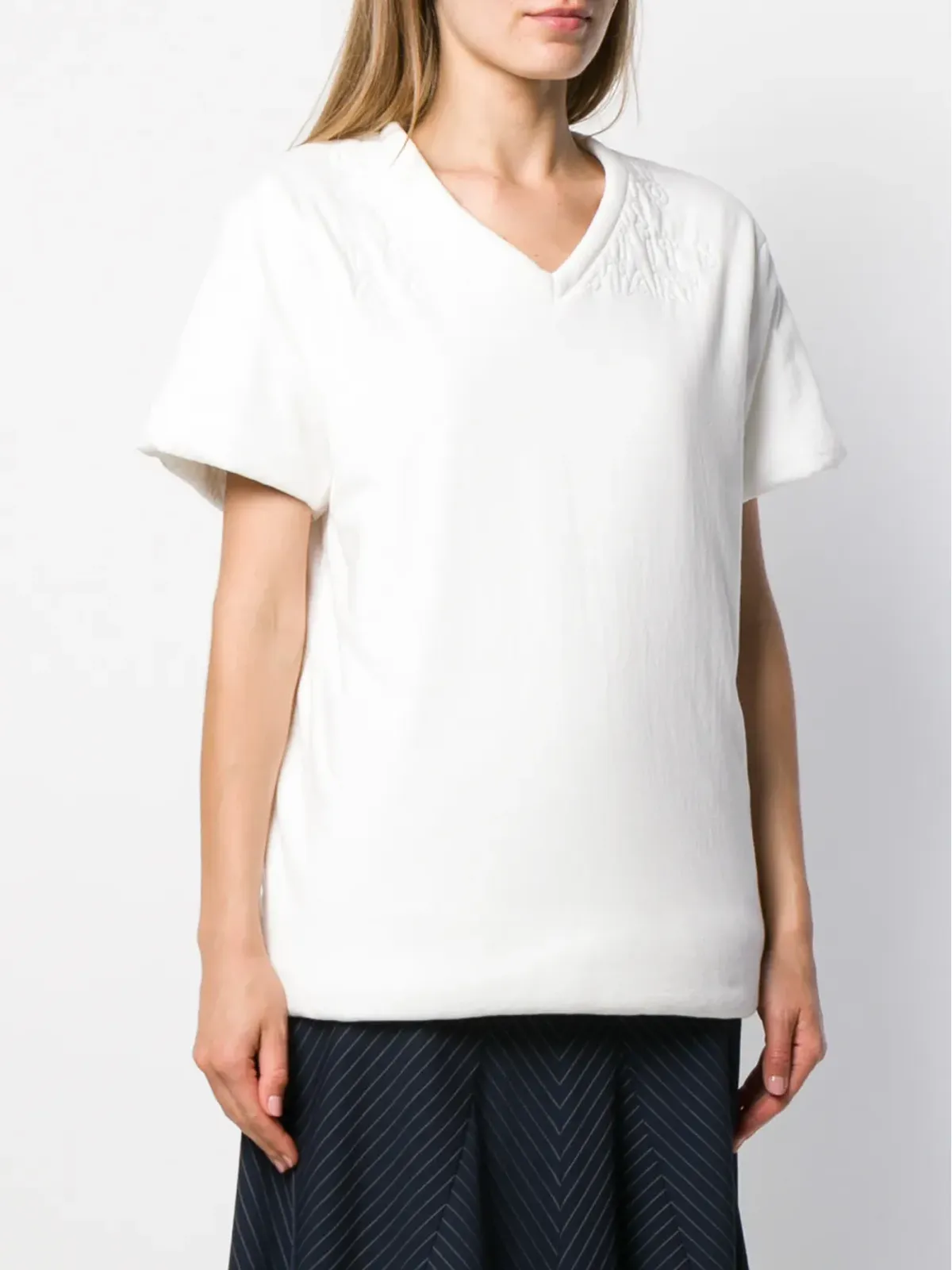 MM6 Maison Margiela padded V-neck T-shirt - White - 画像3