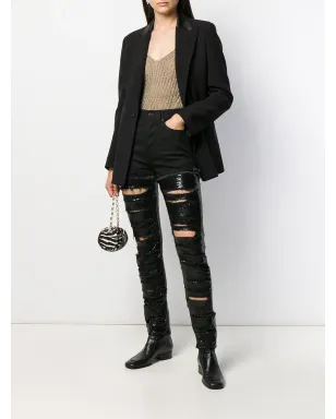 Saint Laurent セクイン装飾 ダメージ加工スキニージーンズ - ブラック - サムネイル2