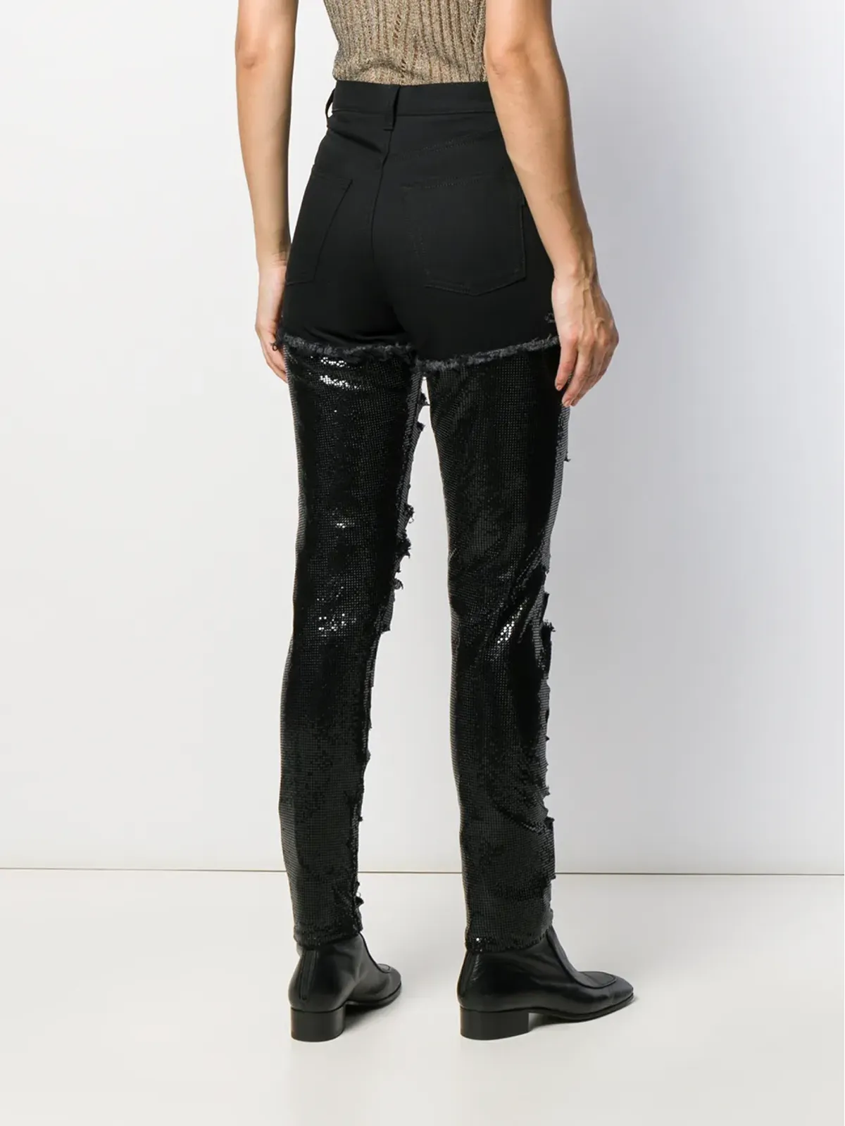 Saint Laurent セクイン装飾 ダメージ加工スキニージーンズ - ブラック - 画像4