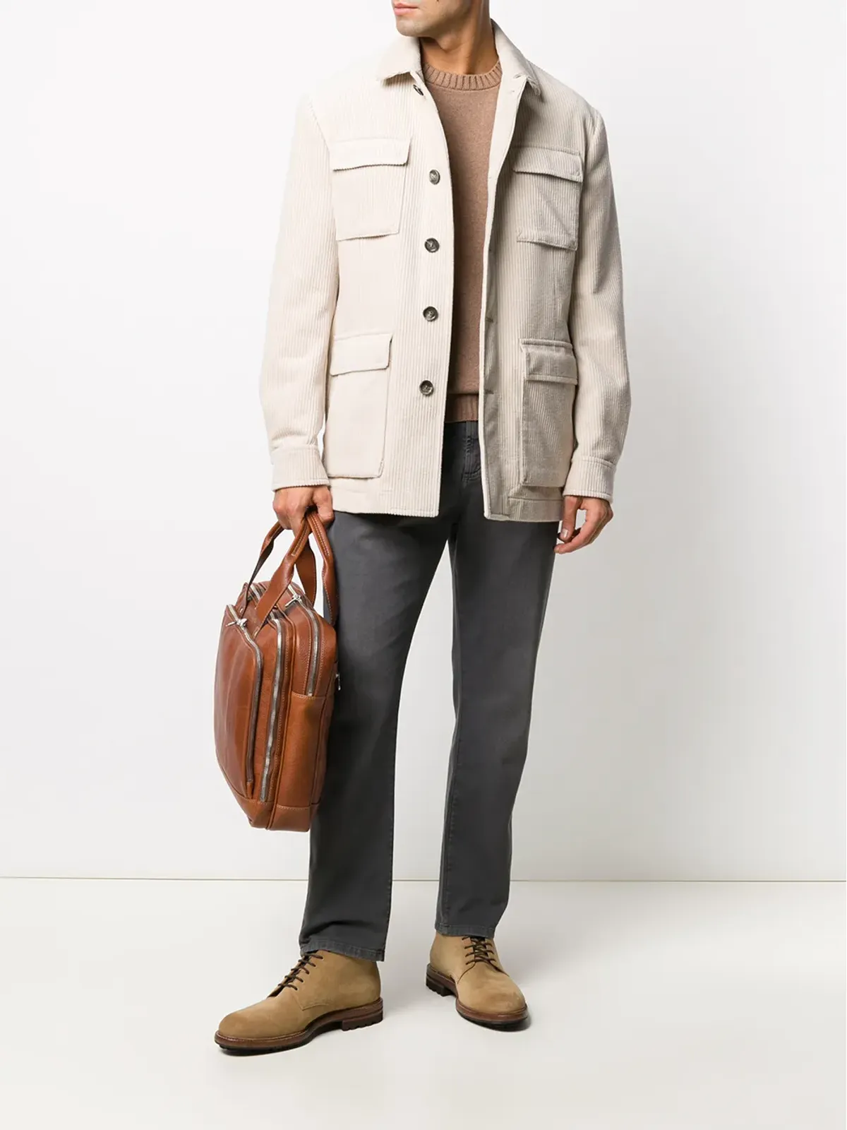 Brunello Cucinelli カシミア混ニットセーター ブラウン - 画像2
