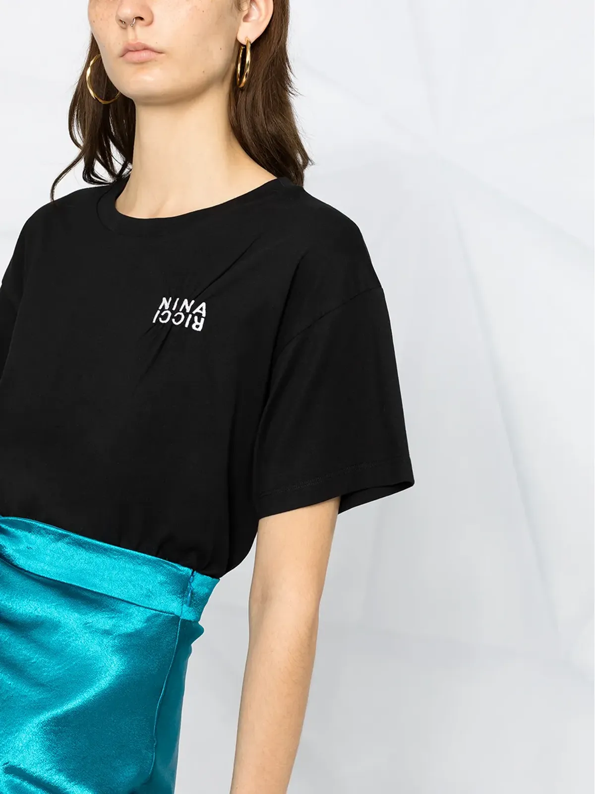 Nina Ricci 刺繍ロゴTシャツ ブラック - 画像3