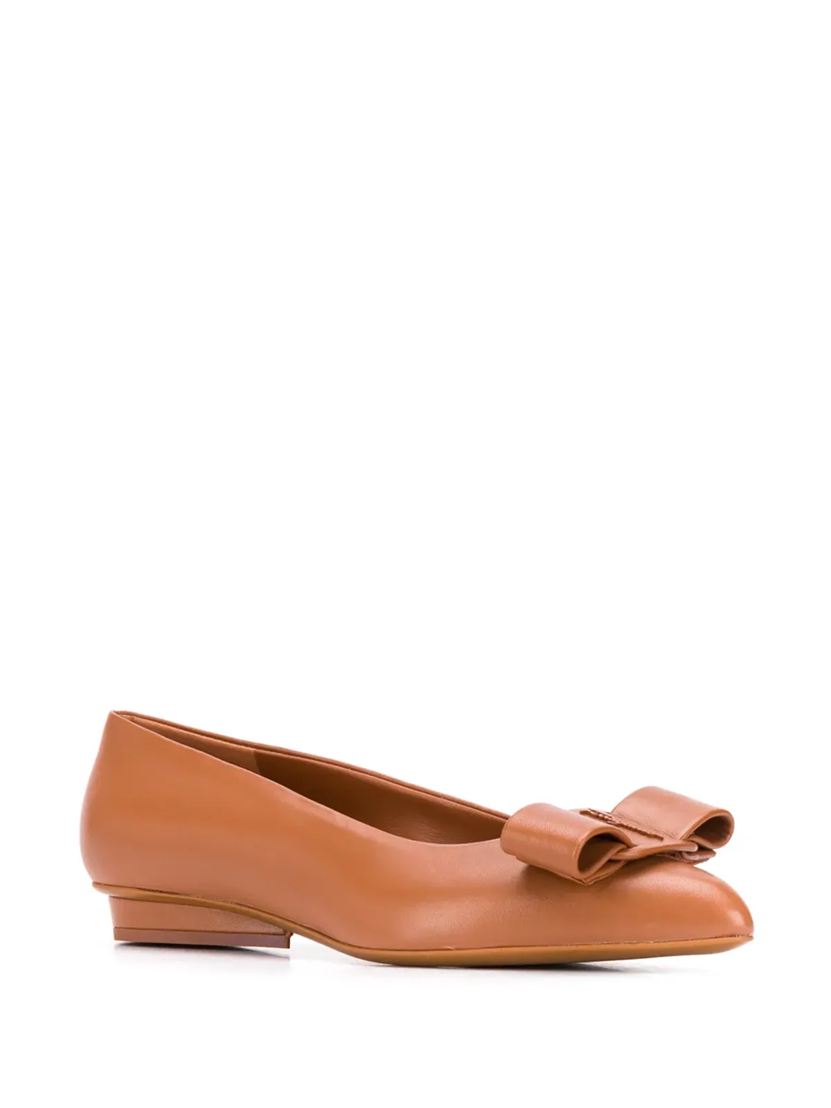 Ferragamo Vara bow フラットパンプス ブラウン - 画像2