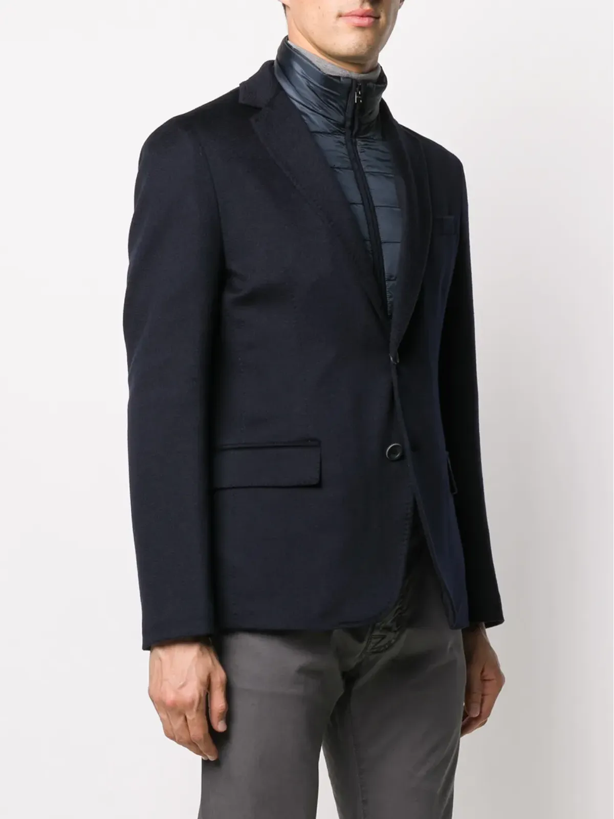 Herno パッド入りディテールのシングルブレスト ブレザー - 画像3