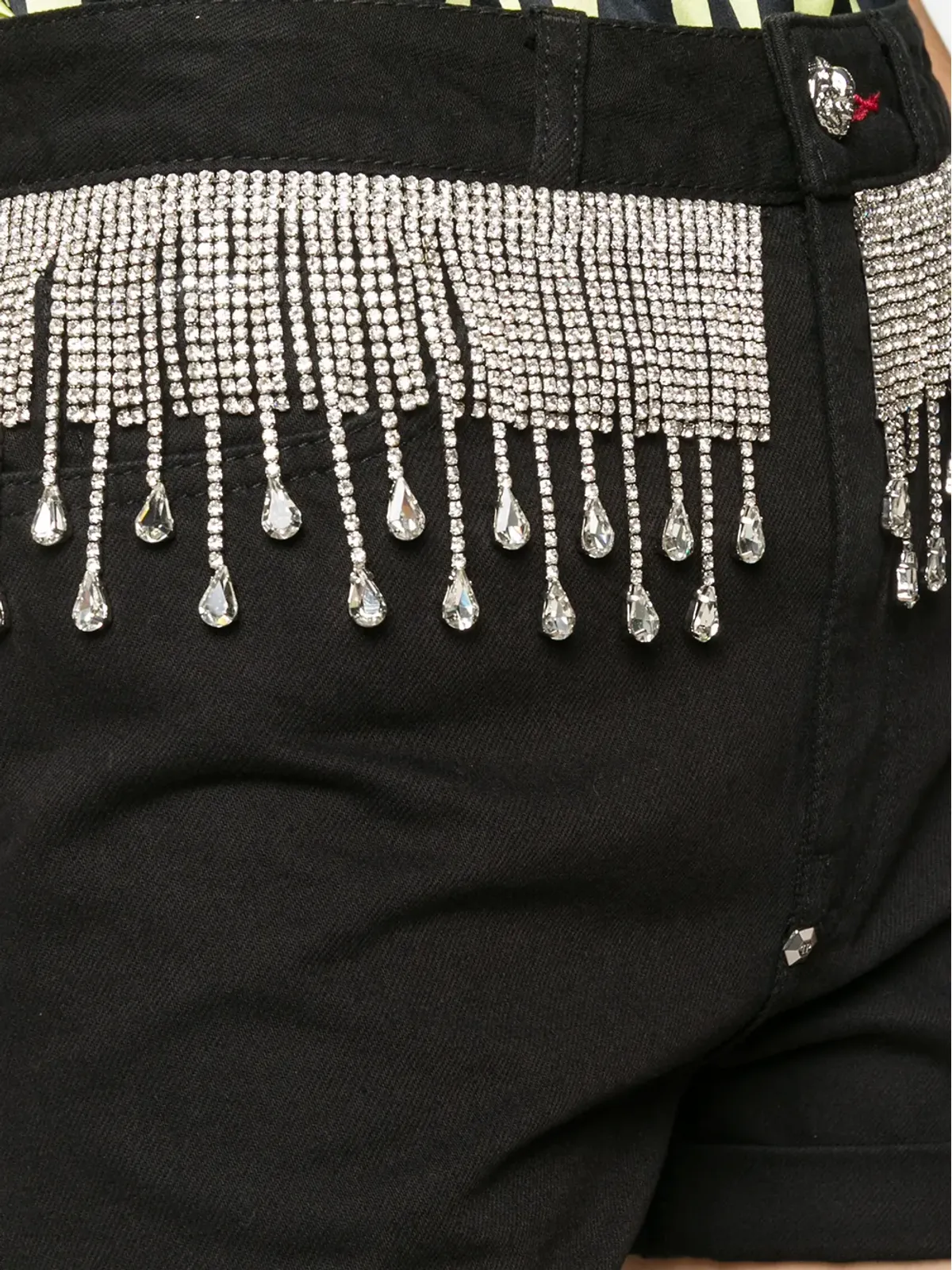 Philipp Plein クリスタル装飾デニムショーツ（ブラック） - 画像5