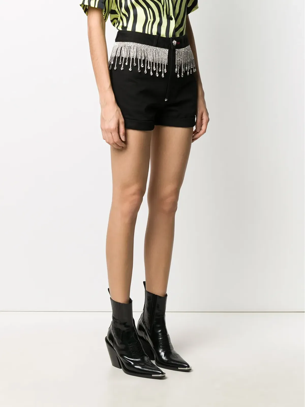Philipp Plein クリスタル装飾デニムショーツ（ブラック） - 画像3