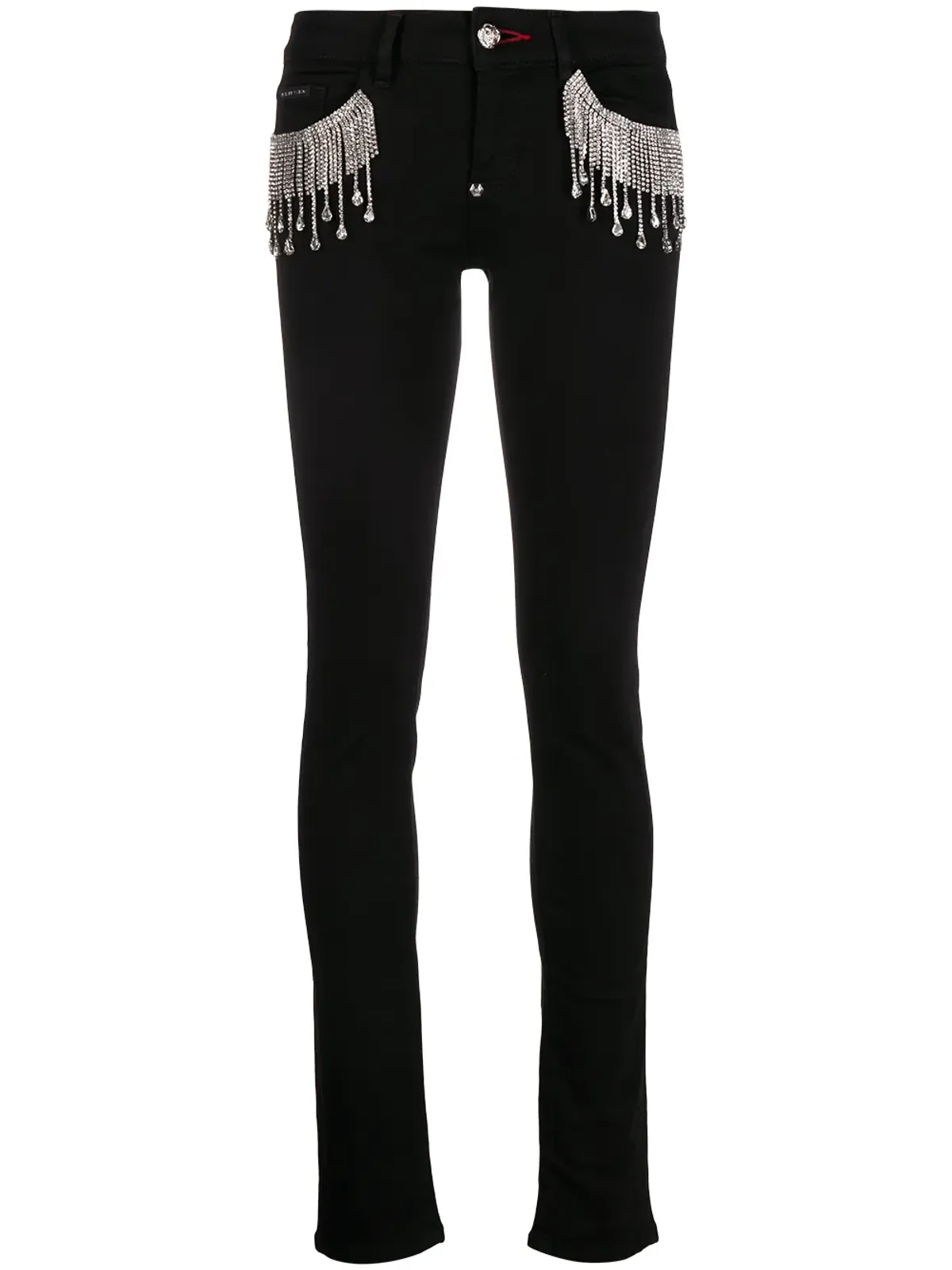 Philipp Plein クリスタルフリンジ装飾スキニージーンズ - 画像1
