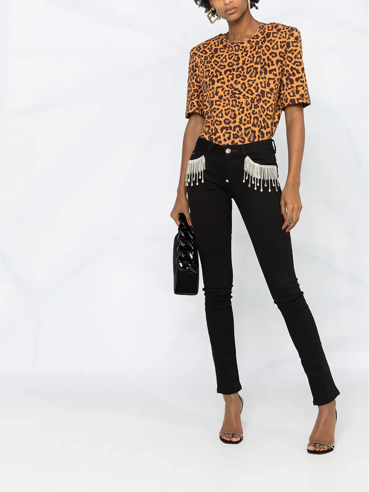 Philipp Plein クリスタルフリンジ装飾スキニージーンズ - 画像2