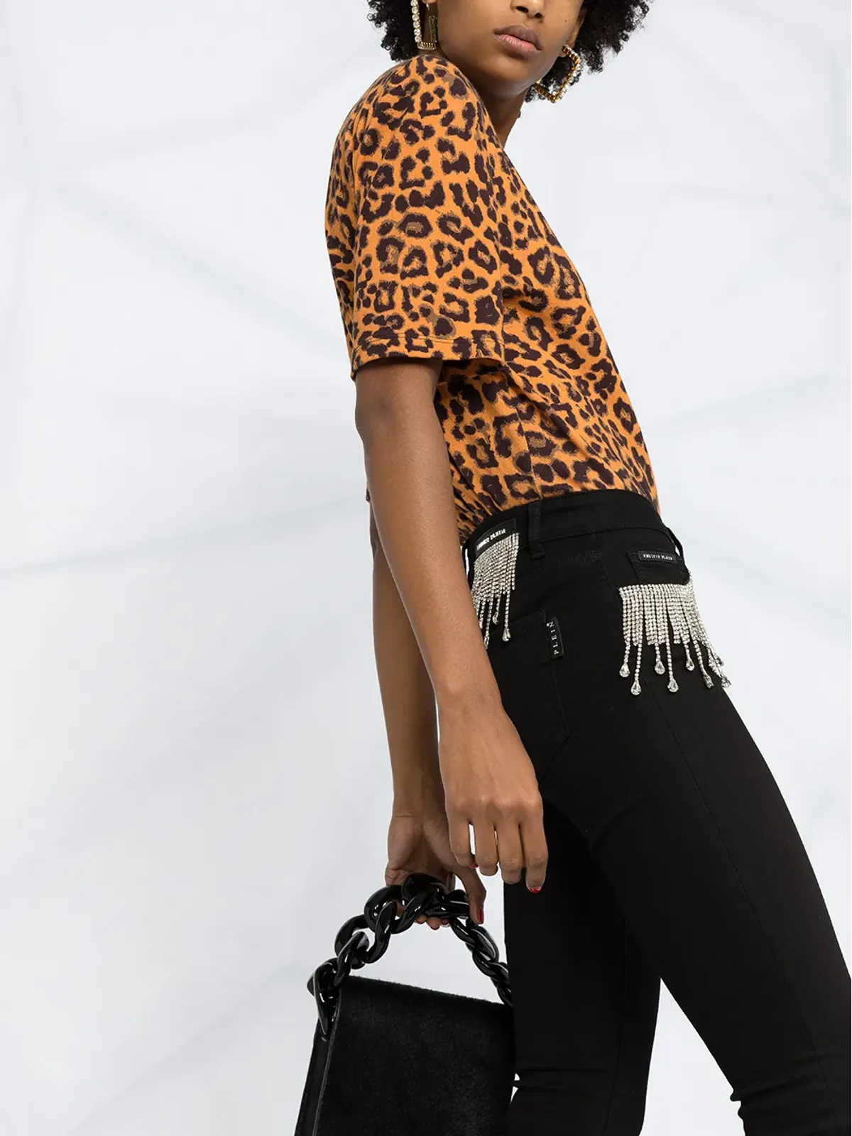 Philipp Plein クリスタルフリンジ装飾スキニージーンズ - 画像3