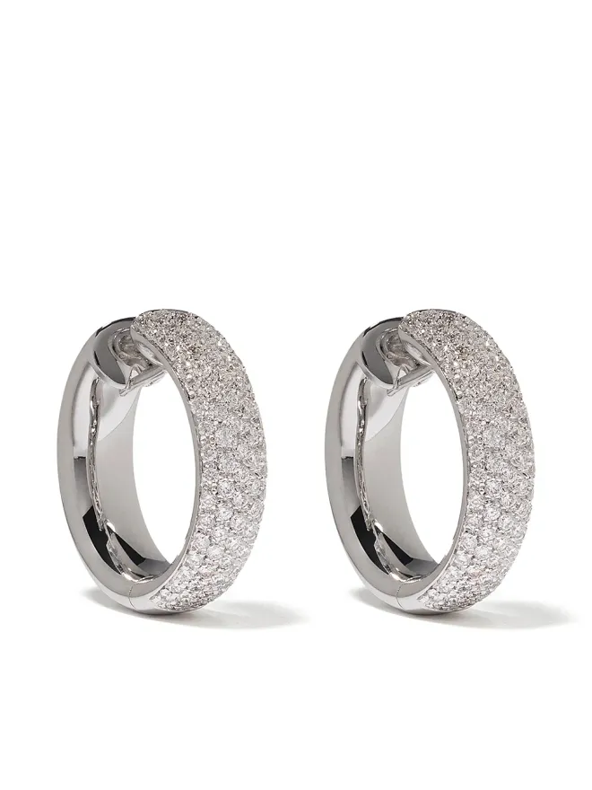 LEO PIZZO LEO PIZZO 18kt ホワイトゴールド ダイヤモンド フープピアス - シルバーの商品画像