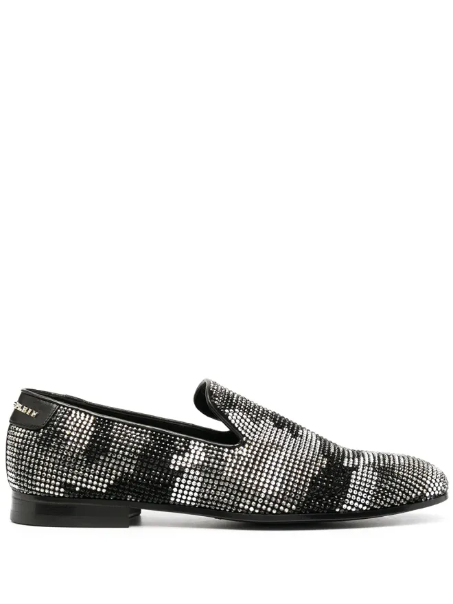 Philipp Plein Philipp Plein エンブリッシュド カモフラージュ モカシン ローファー ブラックの商品画像