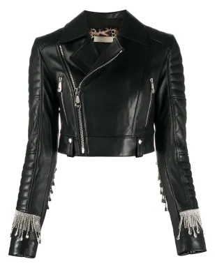 Philipp Plein クリスタルフリンジ バイカージャケット - サムネイル1