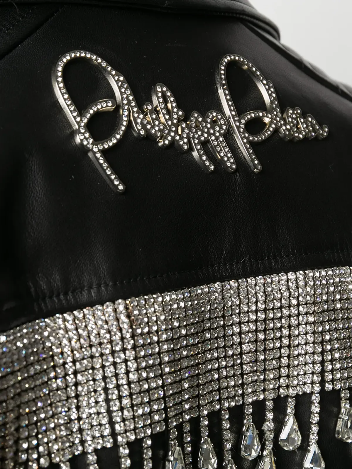 Philipp Plein クリスタルフリンジ バイカージャケット - 画像5