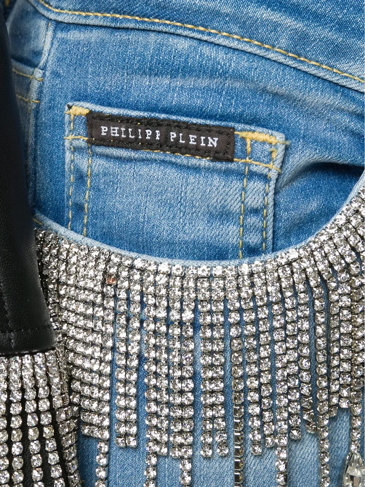Philipp Plein クリスタルフリンジ スリムフィットジーンズ ブルー - 画像5