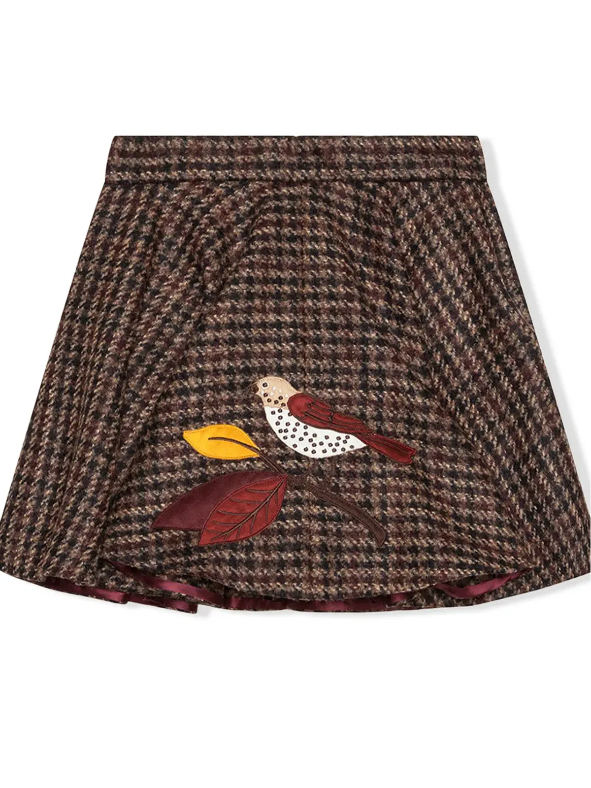 Dolce & Gabbana Kids 刺繍入りツイードのスケータースカート - ブラウン - 画像3