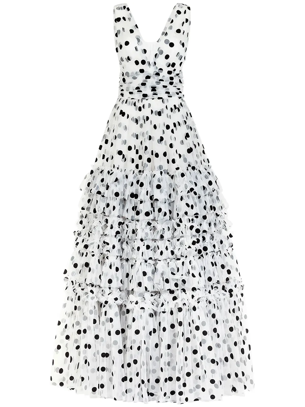 Dolce & Gabbana ポルカドットプリント・チュール・マキシドレス - ホワイト - 画像1