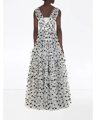 Dolce & Gabbana ポルカドットプリント・チュール・マキシドレス - ホワイト - サムネイル4