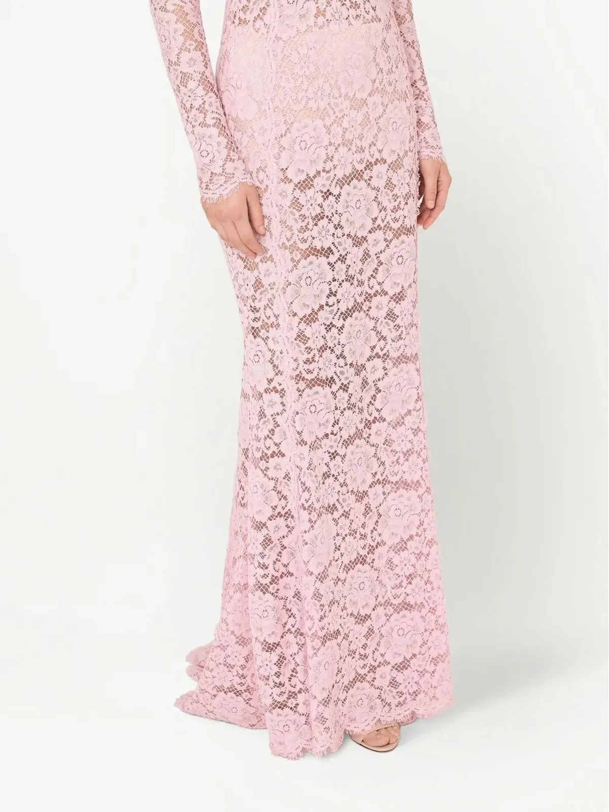 Dolce & Gabbana レースオーバーレイのトレイン付きマキシドレス - Pink - 画像5