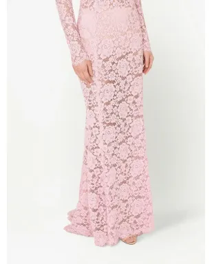 Dolce & Gabbana レースオーバーレイのトレイン付きマキシドレス - Pink - サムネイル5