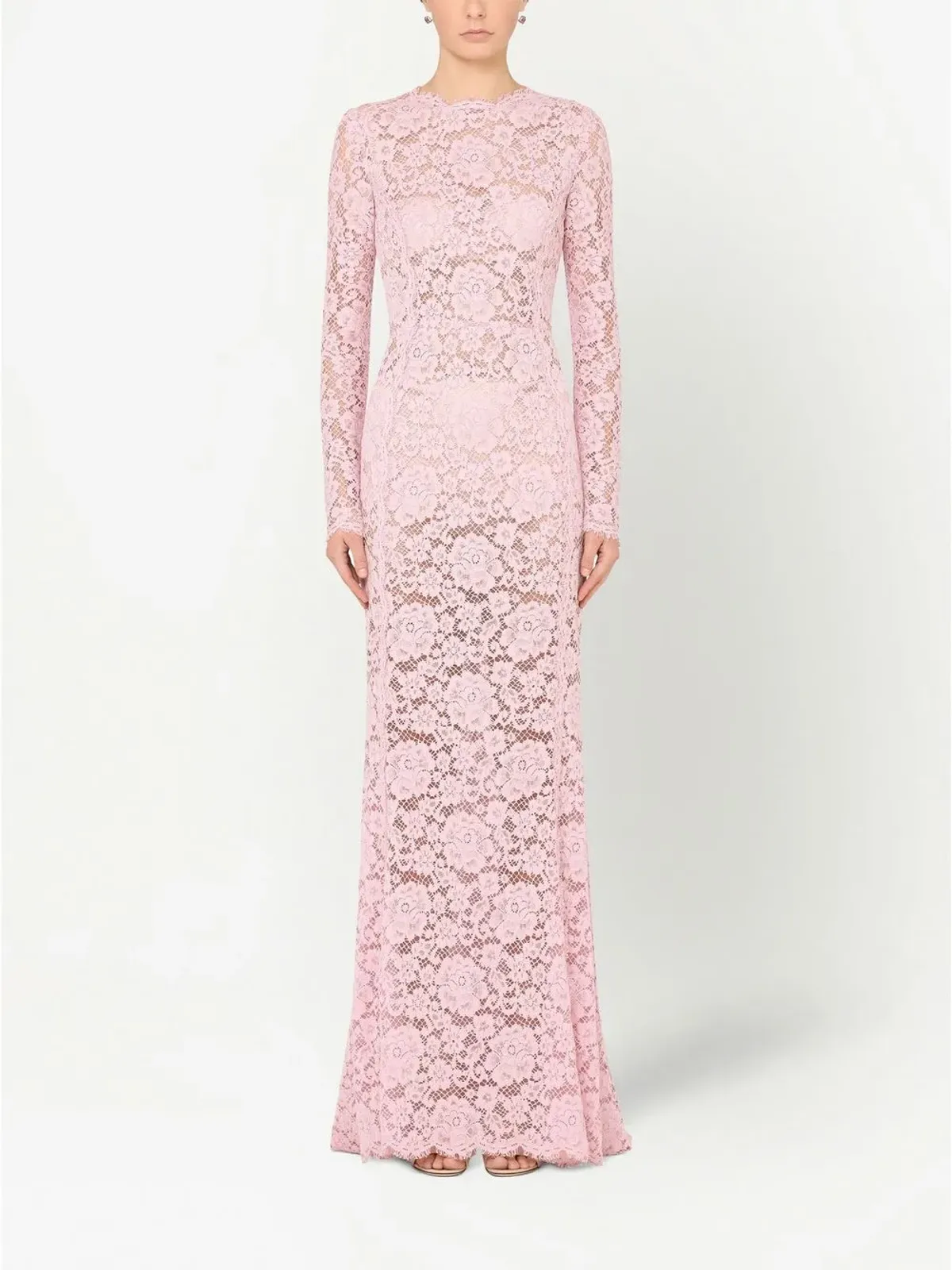 Dolce & Gabbana レースオーバーレイのトレイン付きマキシドレス - Pink - 画像2