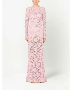 Dolce & Gabbana レースオーバーレイのトレイン付きマキシドレス - Pink - サムネイル2