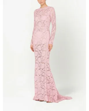 Dolce & Gabbana レースオーバーレイのトレイン付きマキシドレス - Pink - サムネイル3