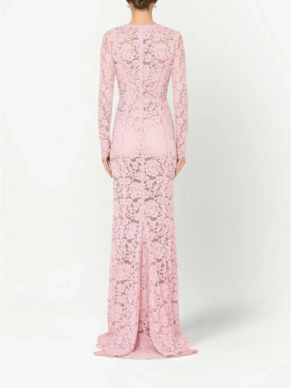 Dolce & Gabbana レースオーバーレイのトレイン付きマキシドレス - Pink - 画像4