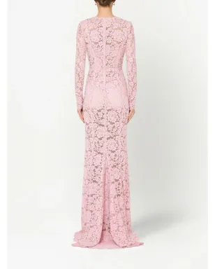 Dolce & Gabbana レースオーバーレイのトレイン付きマキシドレス - Pink - サムネイル4