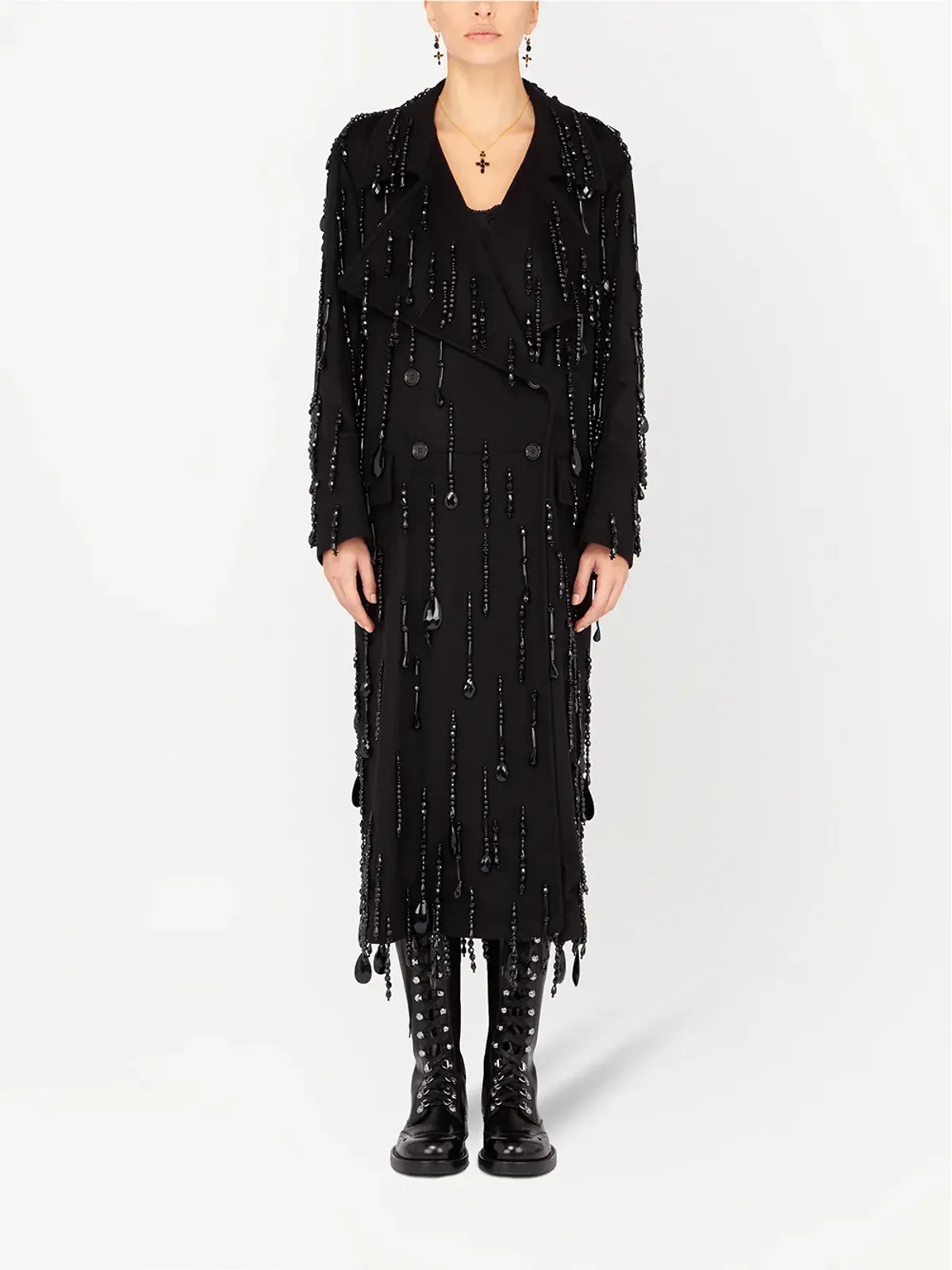 Dolce & Gabbana ビーズ装飾ダブルブレストコート ブラック - 画像2