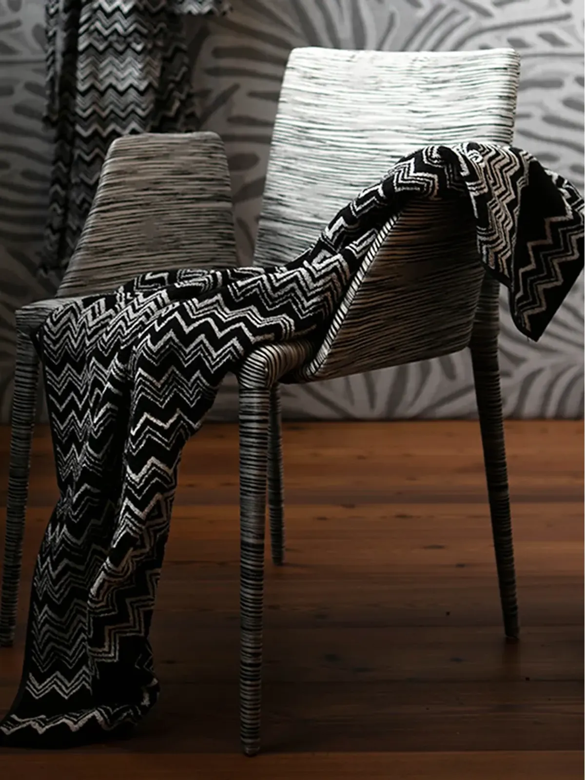 Missoni Home Keith シェブロン柄 バスタオル ブラック - 画像5