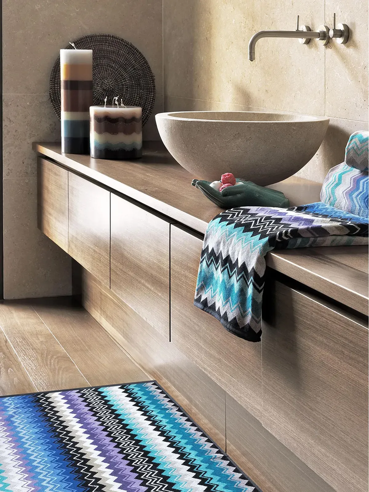Missoni Home Giacomo chevron print towels (set of 2) - Blue - 画像5