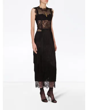 Dolce & Gabbana フリンジディテール レース シースドレス - ブラック - サムネイル3