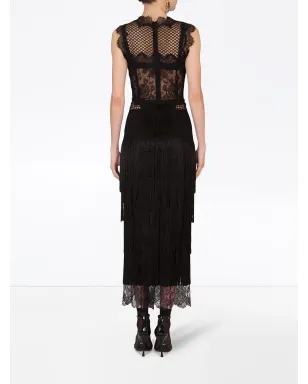 Dolce & Gabbana フリンジディテール レース シースドレス - ブラック - サムネイル4
