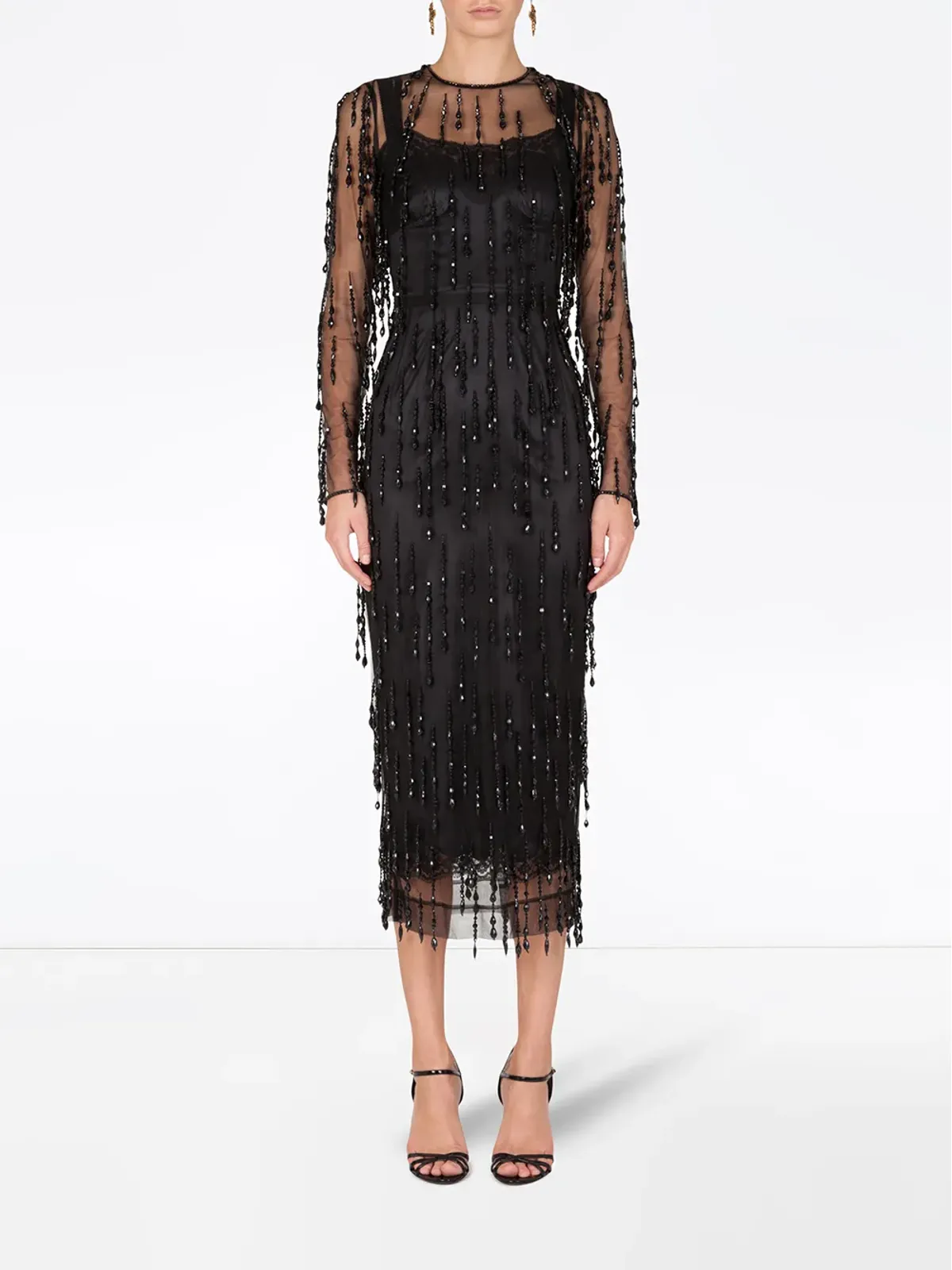 Dolce & Gabbana bead-embellished fringed sheath dress - Black - 画像2