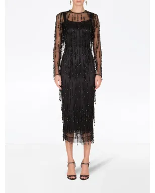 Dolce & Gabbana bead-embellished fringed sheath dress - Black - サムネイル2