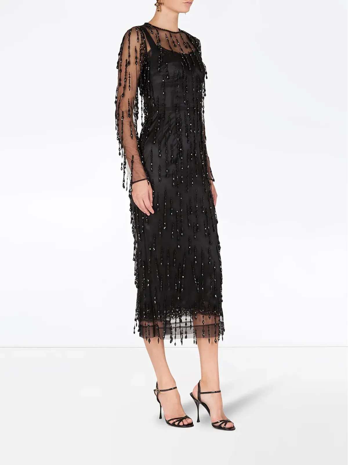 Dolce & Gabbana bead-embellished fringed sheath dress - Black - 画像3