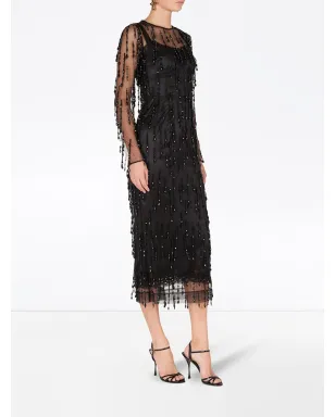Dolce & Gabbana bead-embellished fringed sheath dress - Black - サムネイル3