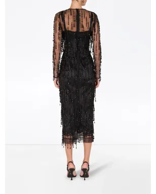 Dolce & Gabbana bead-embellished fringed sheath dress - Black - サムネイル4