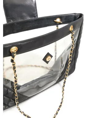 CHANEL ビンテージ 1990年代 透明パネル チェーン トートバッグ - ブルー - サムネイル5