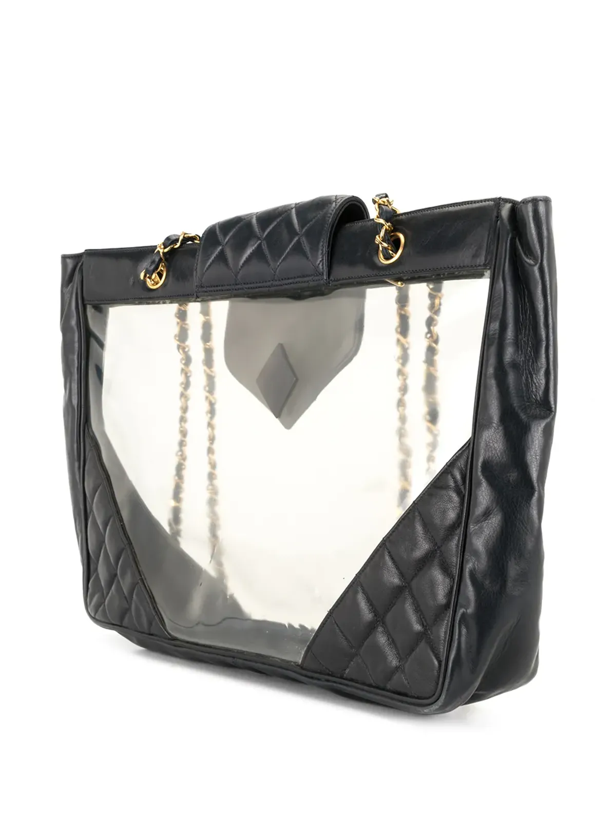 CHANEL ビンテージ 1990年代 透明パネル チェーン トートバッグ - ブルー - 画像3