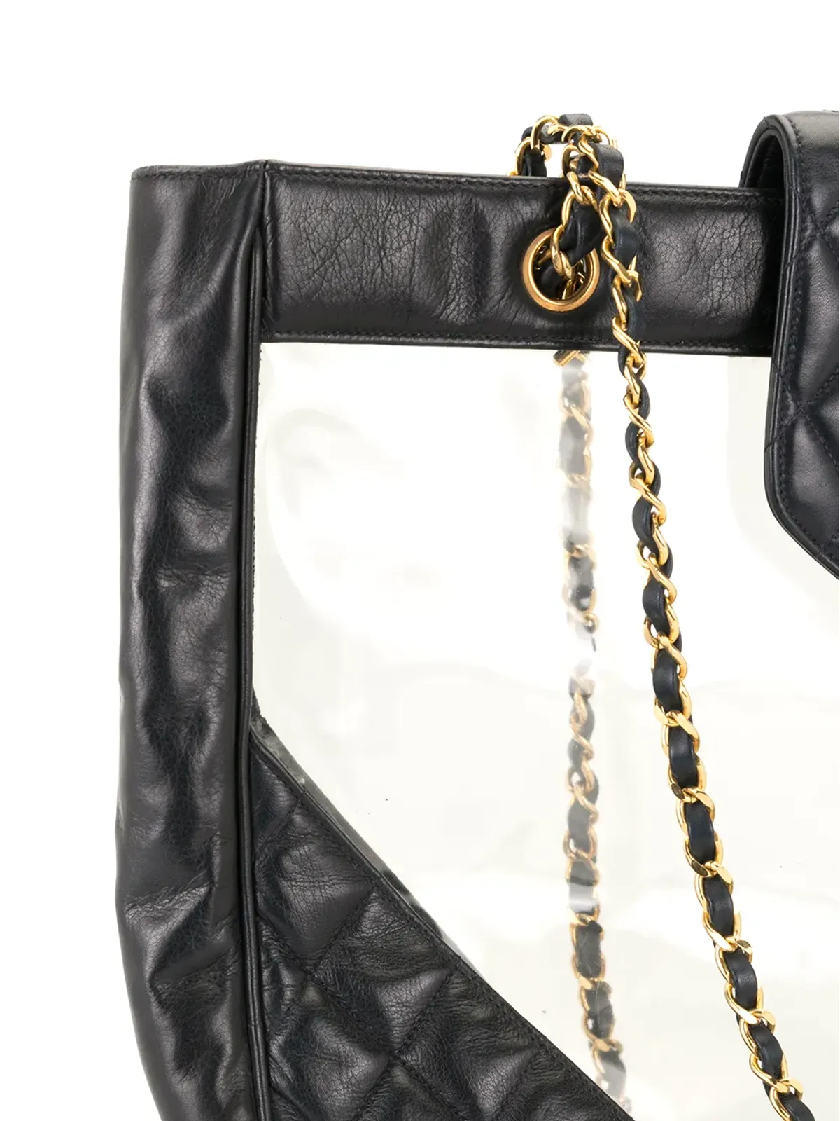 CHANEL ビンテージ 1990年代 透明パネル チェーン トートバッグ - ブルー - 画像4