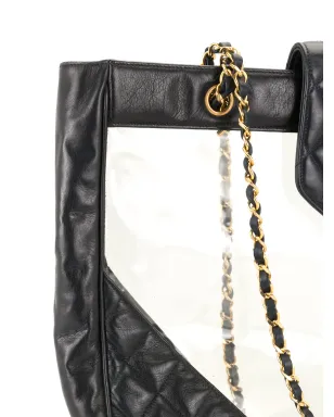 CHANEL ビンテージ 1990年代 透明パネル チェーン トートバッグ - ブルー - サムネイル4