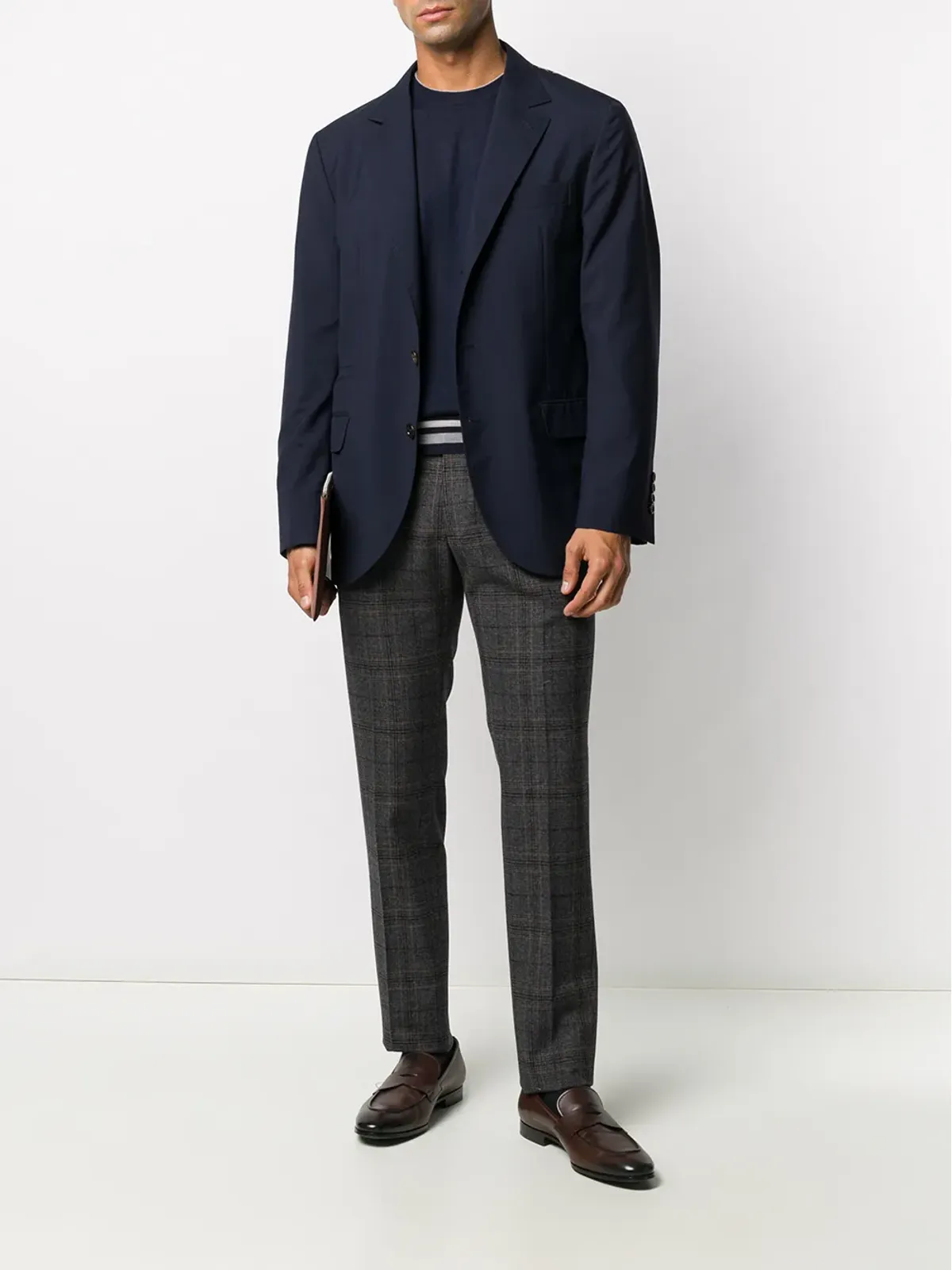 Brunello Cucinelli ストライプヘム クルーネックセーター - 画像2