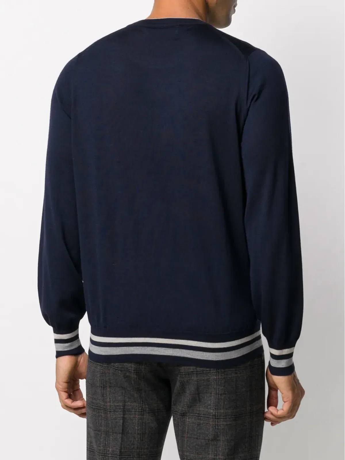 Brunello Cucinelli ストライプヘム クルーネックセーター - 画像4